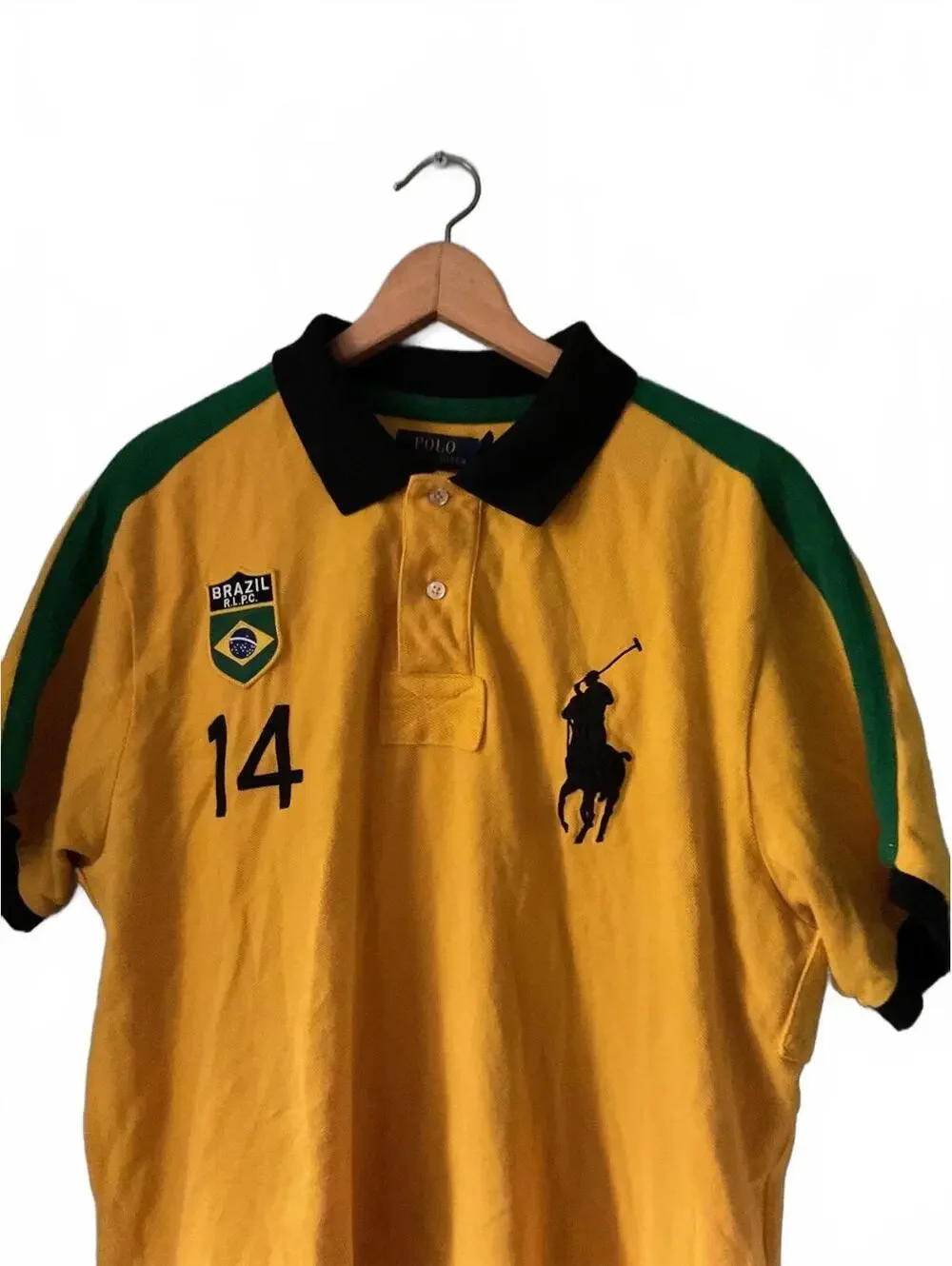 Polo Ralph Lauren Brazil Yellow Polo Shirt Custom Fit XL